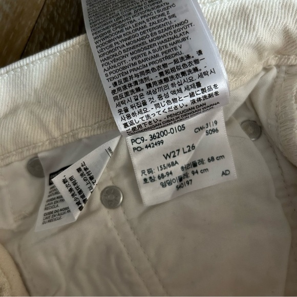 Levi’s 501 Original High Rise Ecru Raw Hem Cropped Women's Jeans - Picture 6 of 8